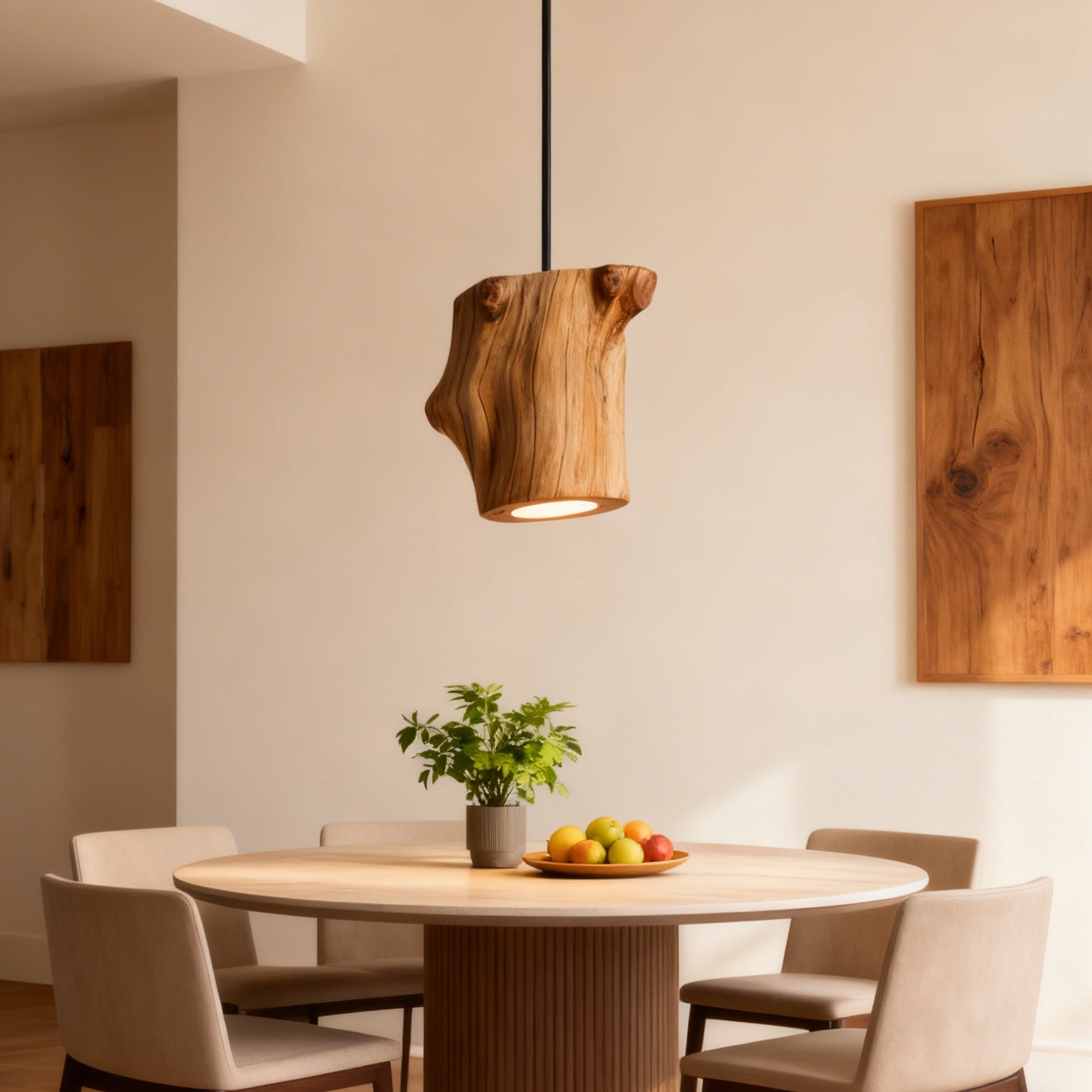 Antizer Art Deco Natural Wood Pendant Light
