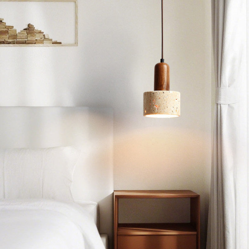 Antizer Minimalism Travertine Drum Pendant Light
