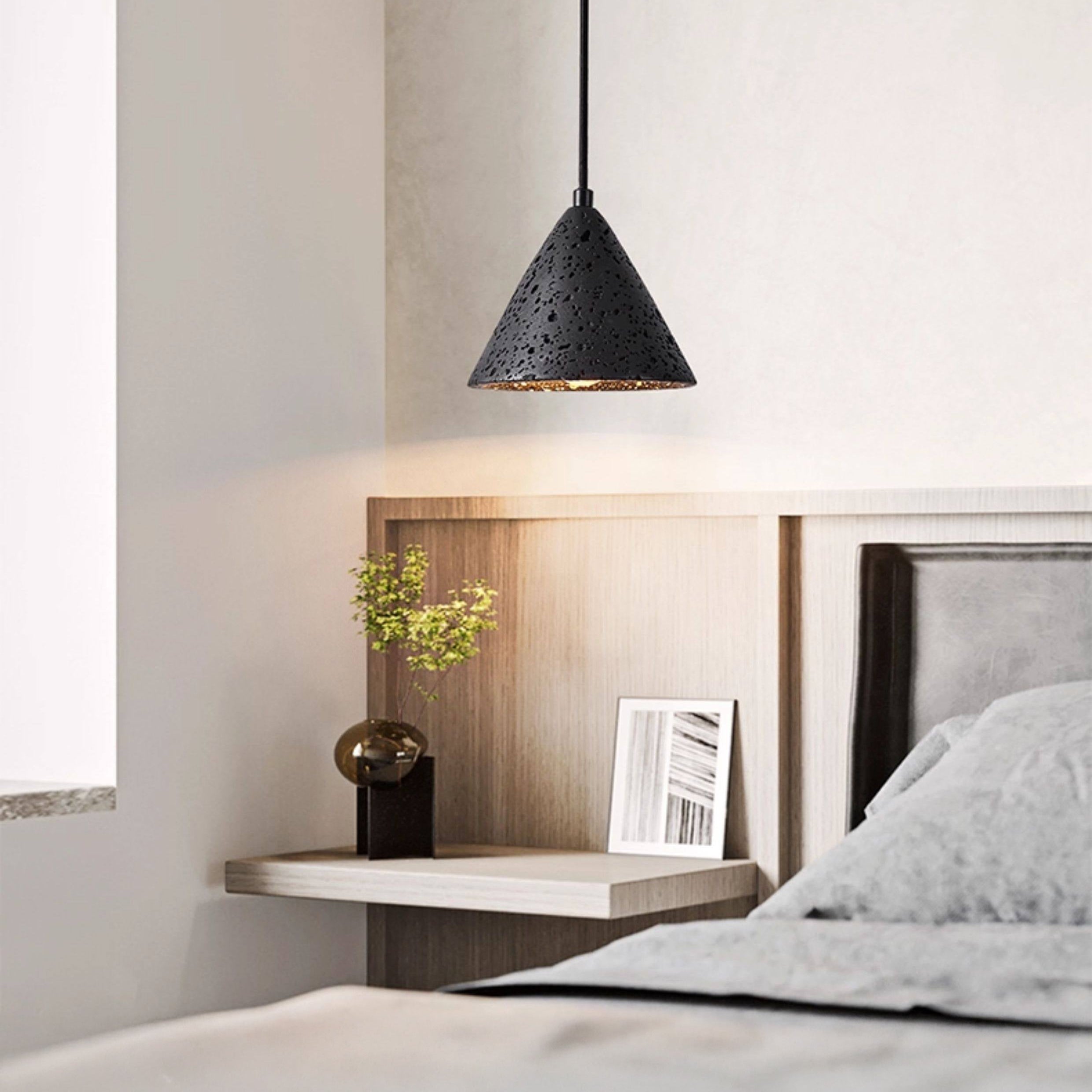 Antizer Modern Black Travertine Cone Pendant Light