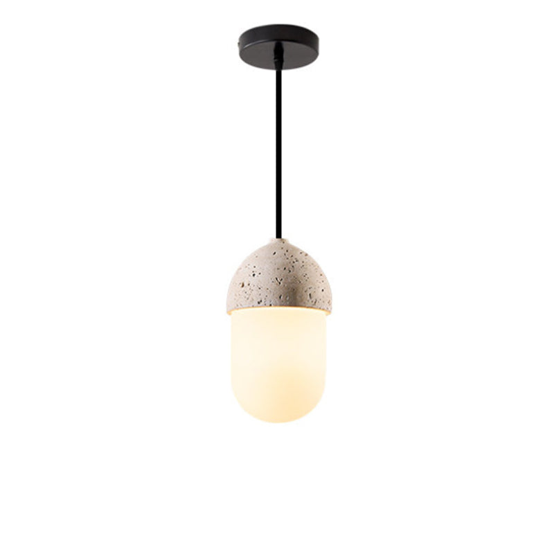 Antizer Natural Travertine Glass Oval Pendant Light