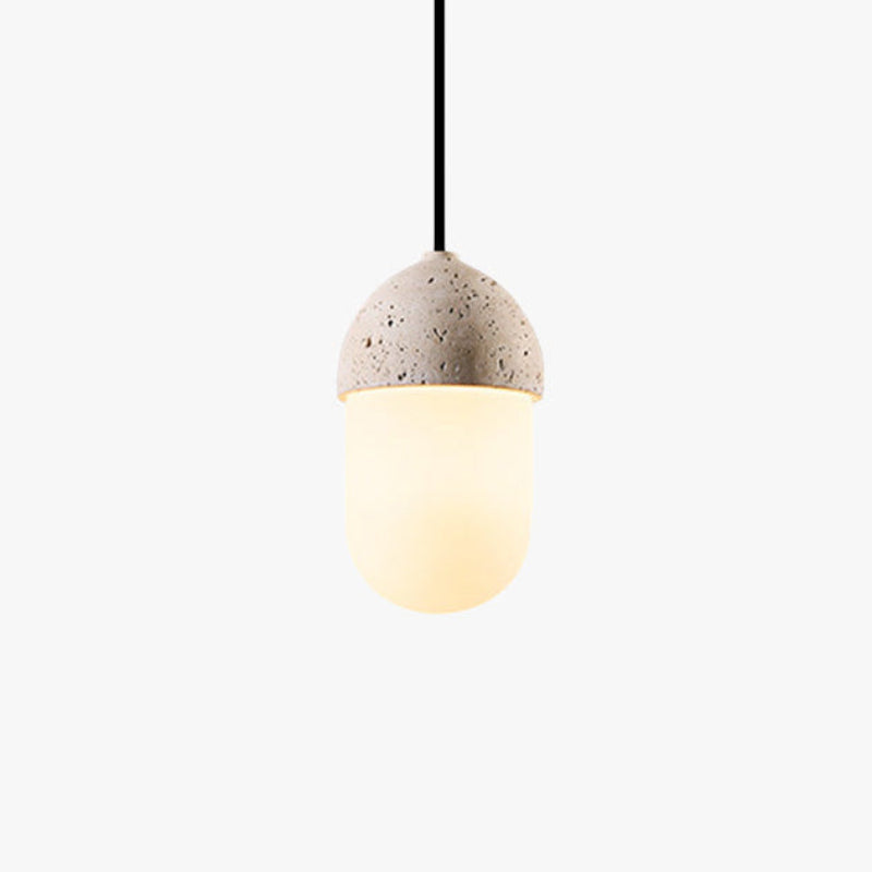 Antizer Natural Travertine Glass Oval Pendant Light