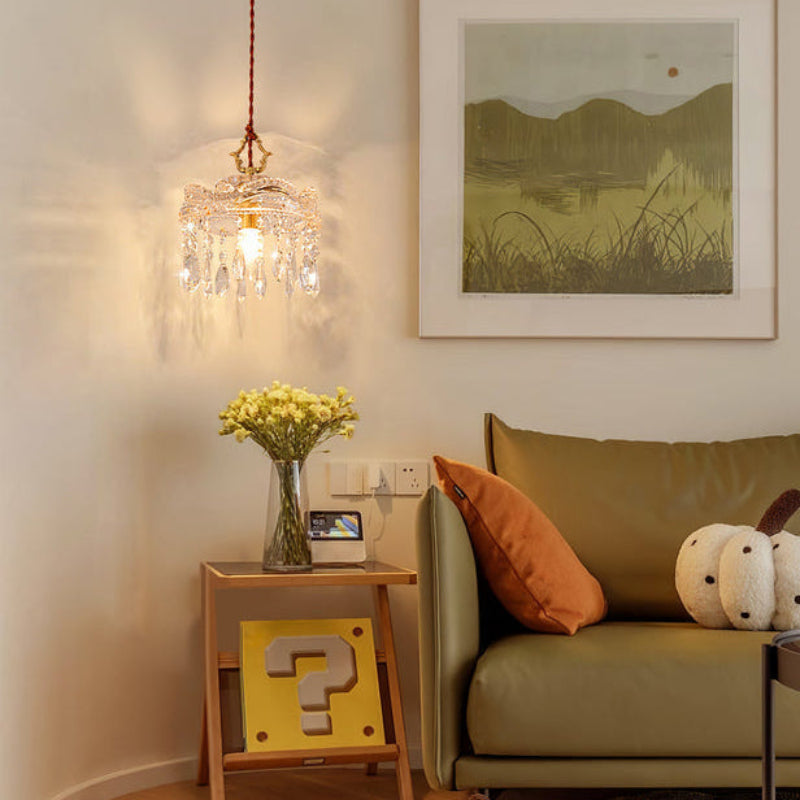 Antizer Vintage Crystal Fringe Pendant Light