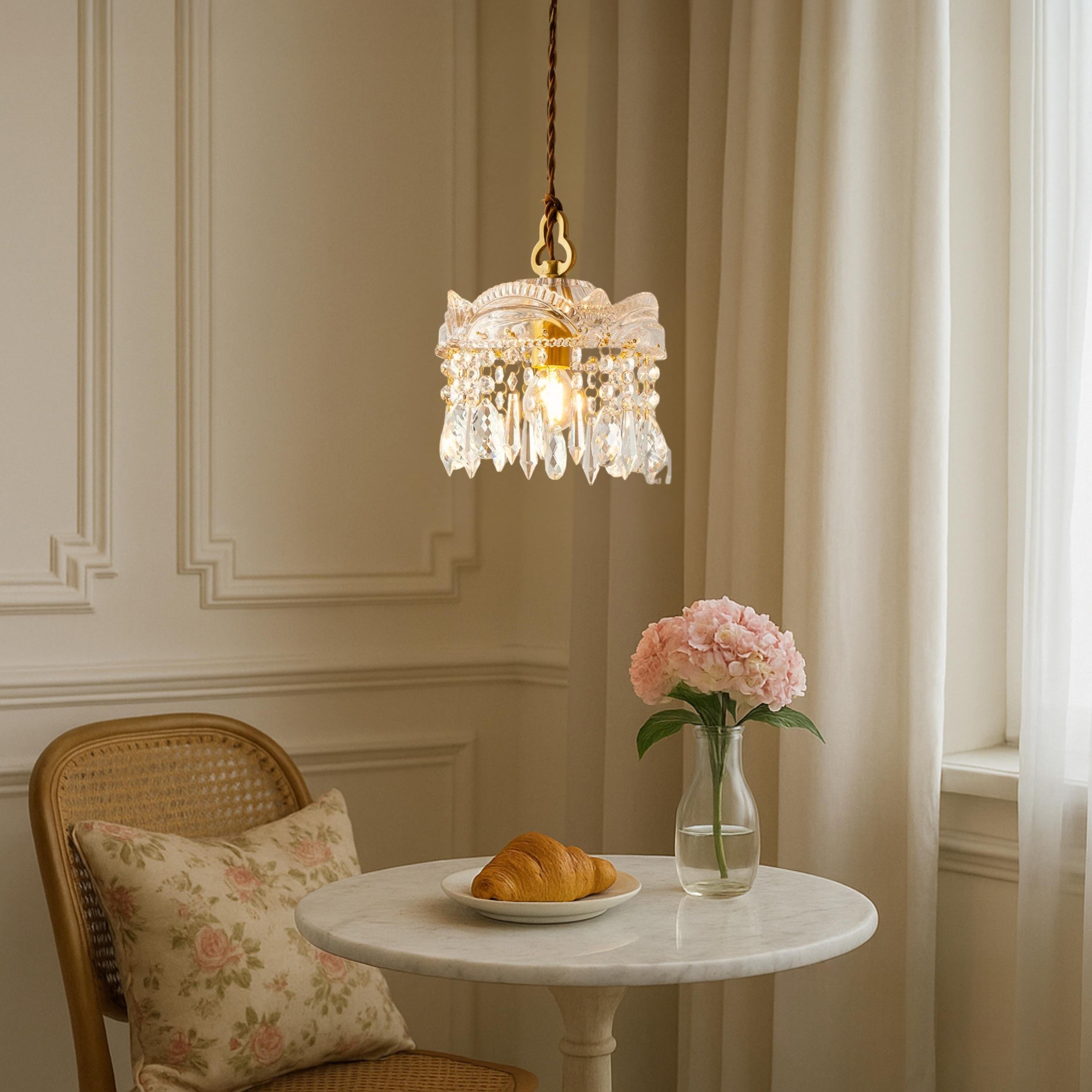 Antizer Vintage Crystal Fringe Pendant Light