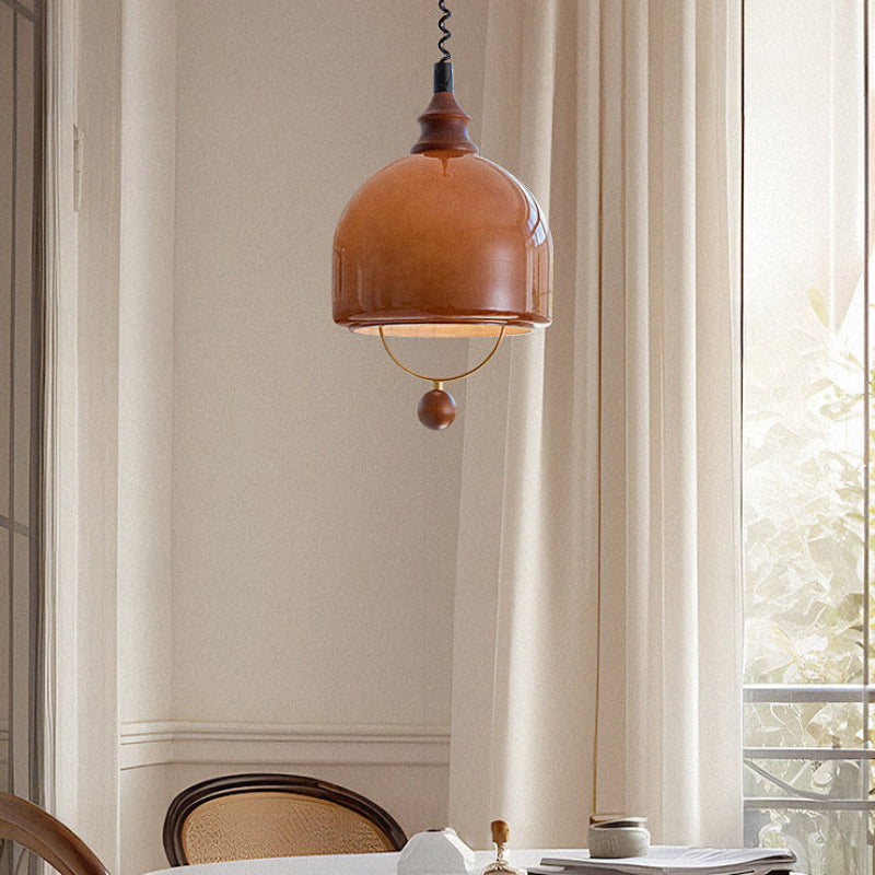 Antizer Modern Amber Glass Dome Pendant Light