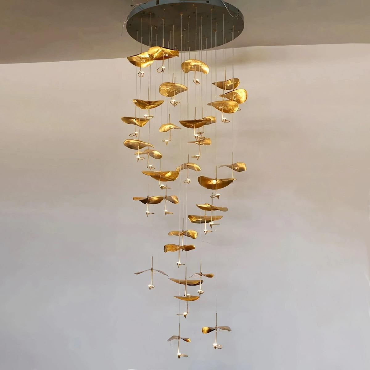 Antizer Orlia Brass Lotus Leaf Chandelier