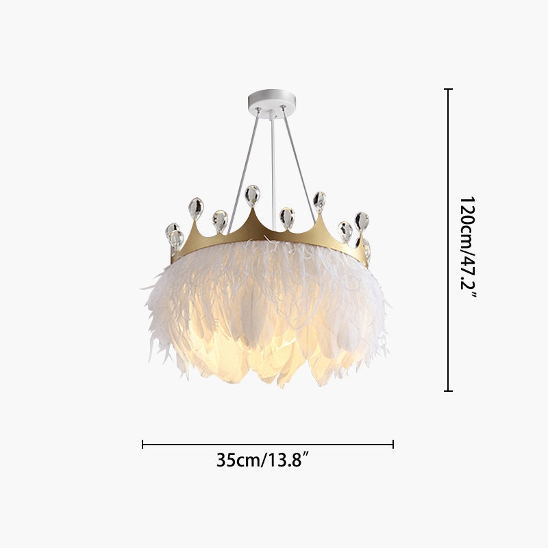 Antizer Nordic Feather Crystal Crown Chandelier