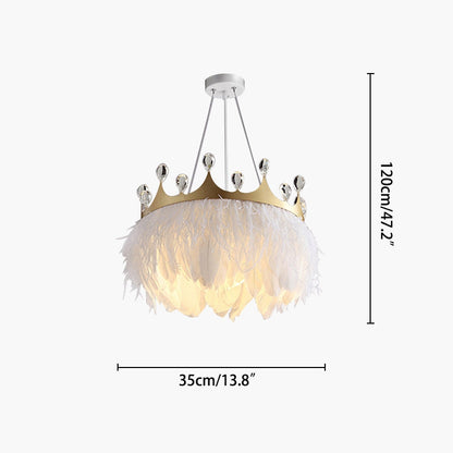 Antizer Nordic Feather Crystal Crown Chandelier