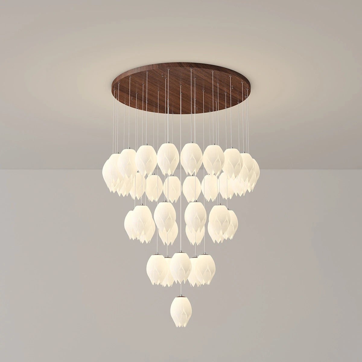 Antizer Cream Tulip Long Pendant Chandelier for Staircase