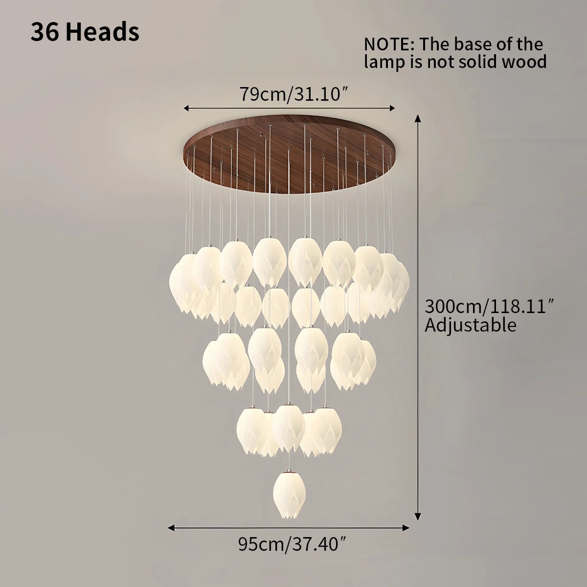 Antizer Cream Tulip Long Pendant Chandelier for Staircase