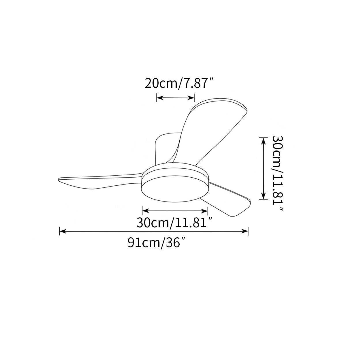 Antizer 3 Wood Blade Low Profile Ceiling Fan Lamp