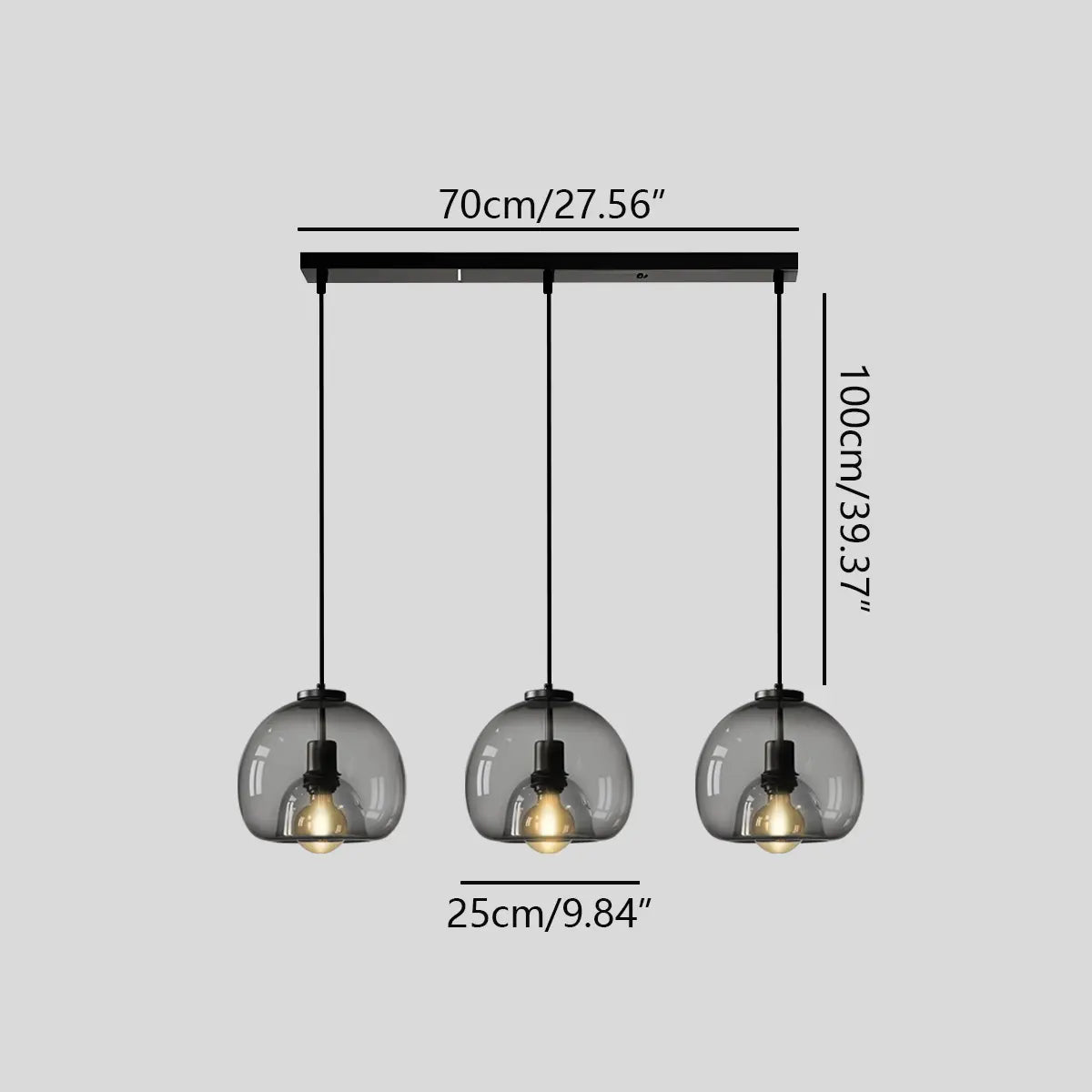 Antizer Smoky Grey Glass Pendant Light
