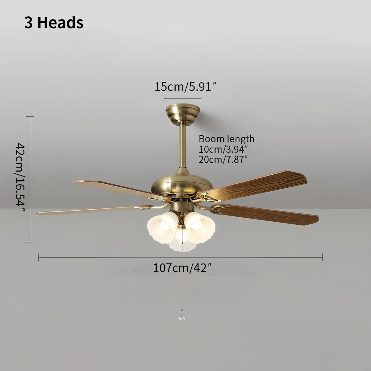 Antizer American Retro Ceiling Fan Light for Dining Room