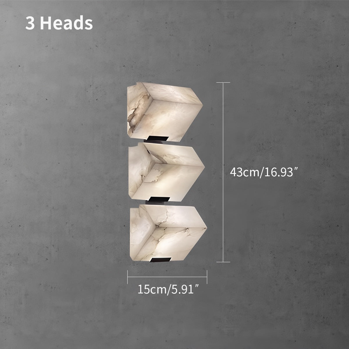 Antizer Triple Sloping Block Spanish Alabaster Wall Sconce