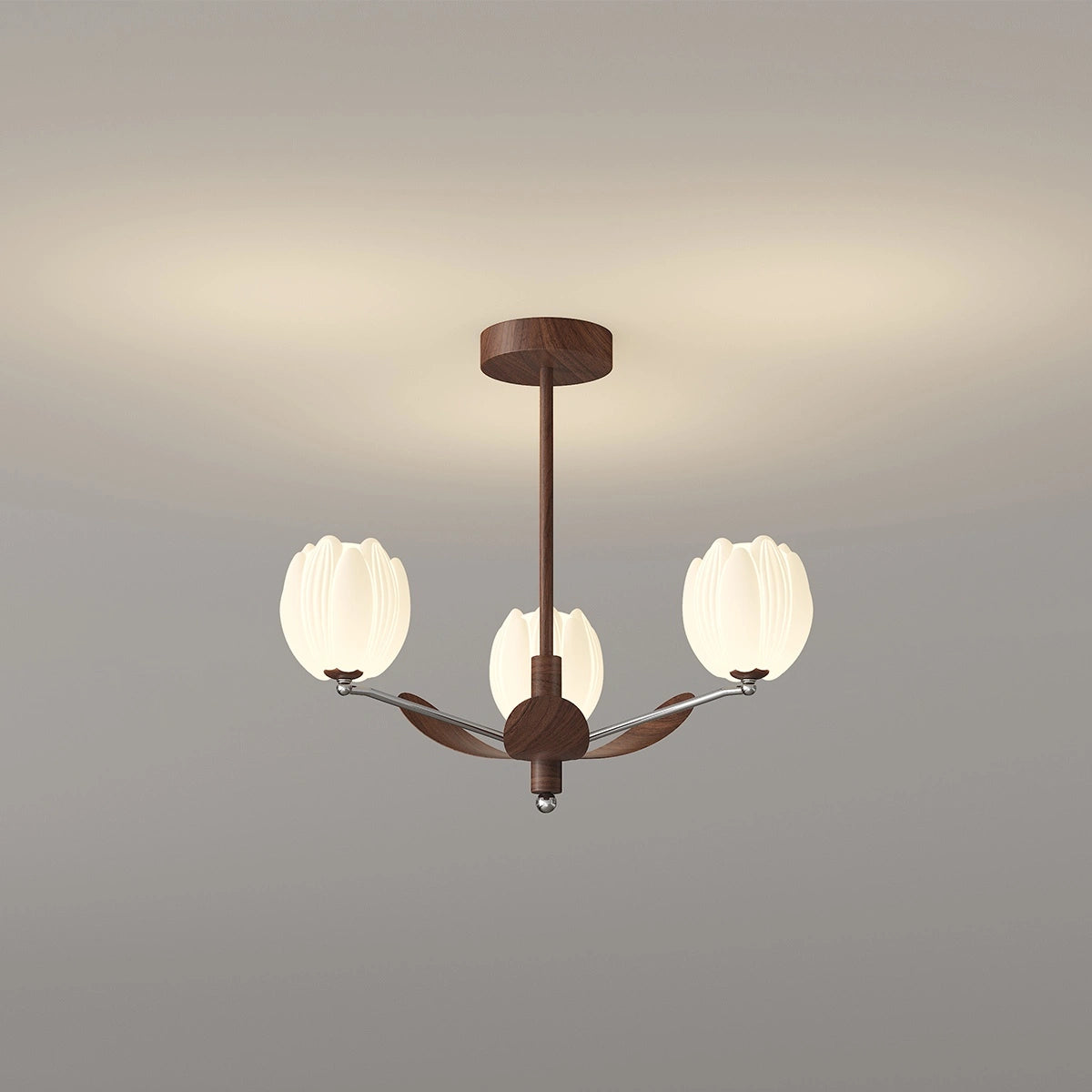 Antizer Retro Walnut Color Flower Chandelier for Living Room