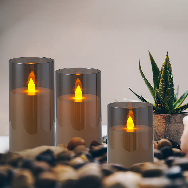 Acrylic Glass Pillar Battery Flameless Candle