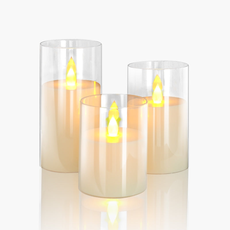 Antizer Glass Pillars Flameless Candles-Transparent