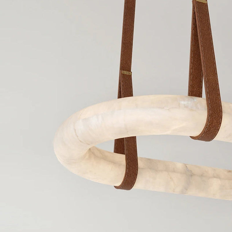 Antizer Luxury Leather Oval Alabaster Chandelier