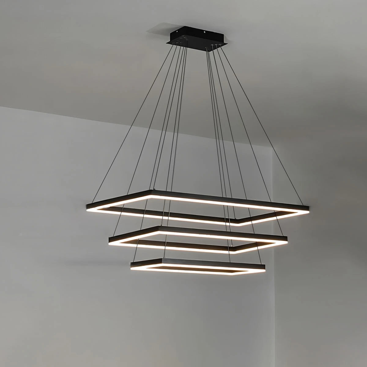Antizer Modern Black Tiered Rectangular Chandelier