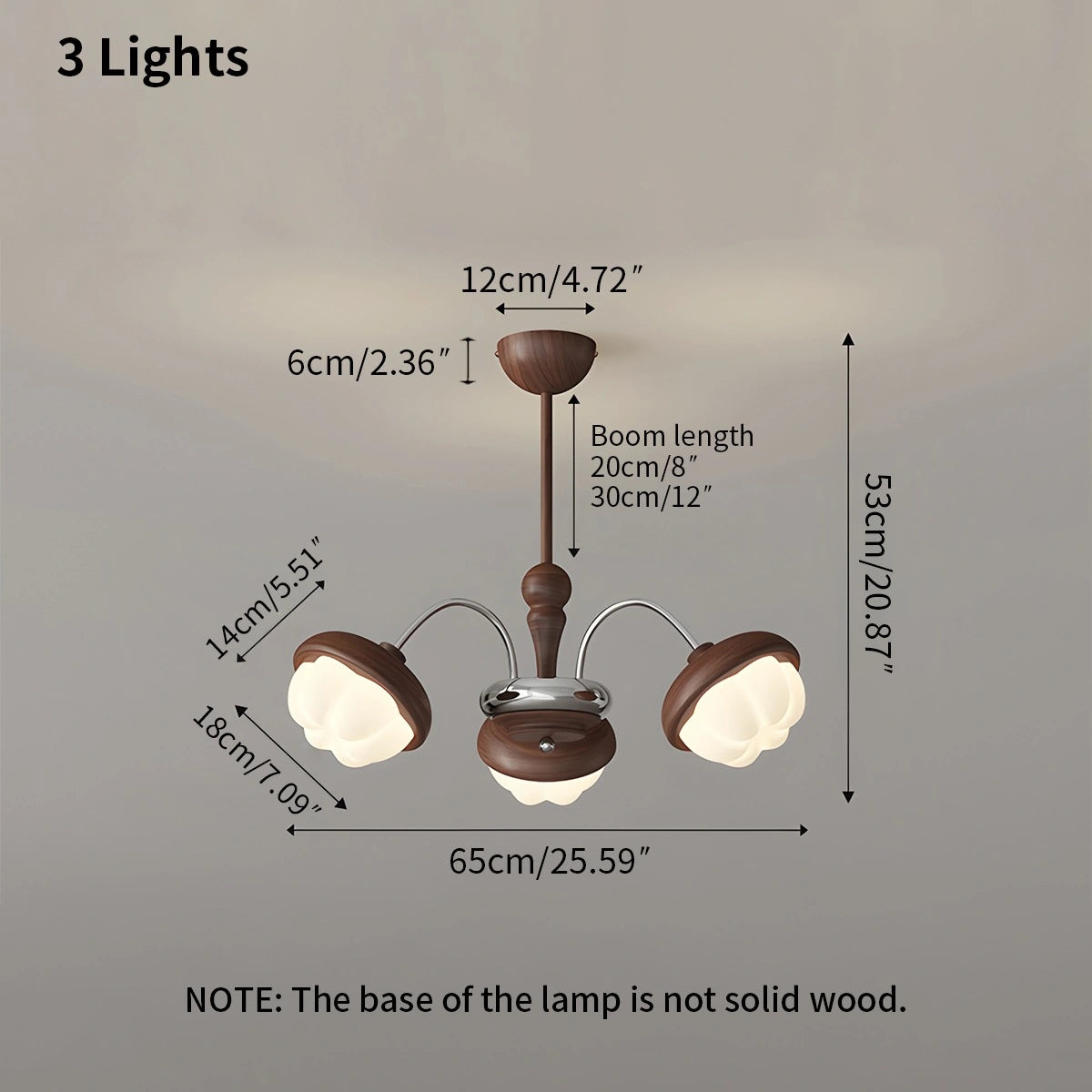 Antizer Vintage Walnut Multi-Head Chandelier for Bedroom