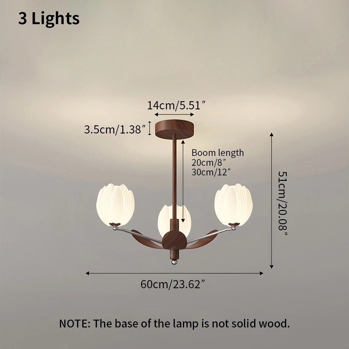 Antizer Retro Walnut Color Flower Chandelier for Living Room