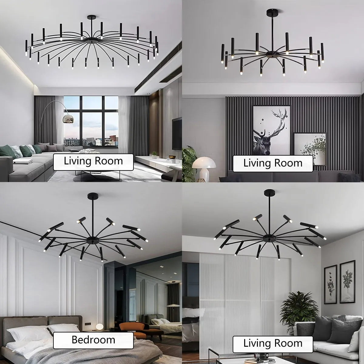 Antizer Modern Adjustable Candelabra Chandelier for Living Room
