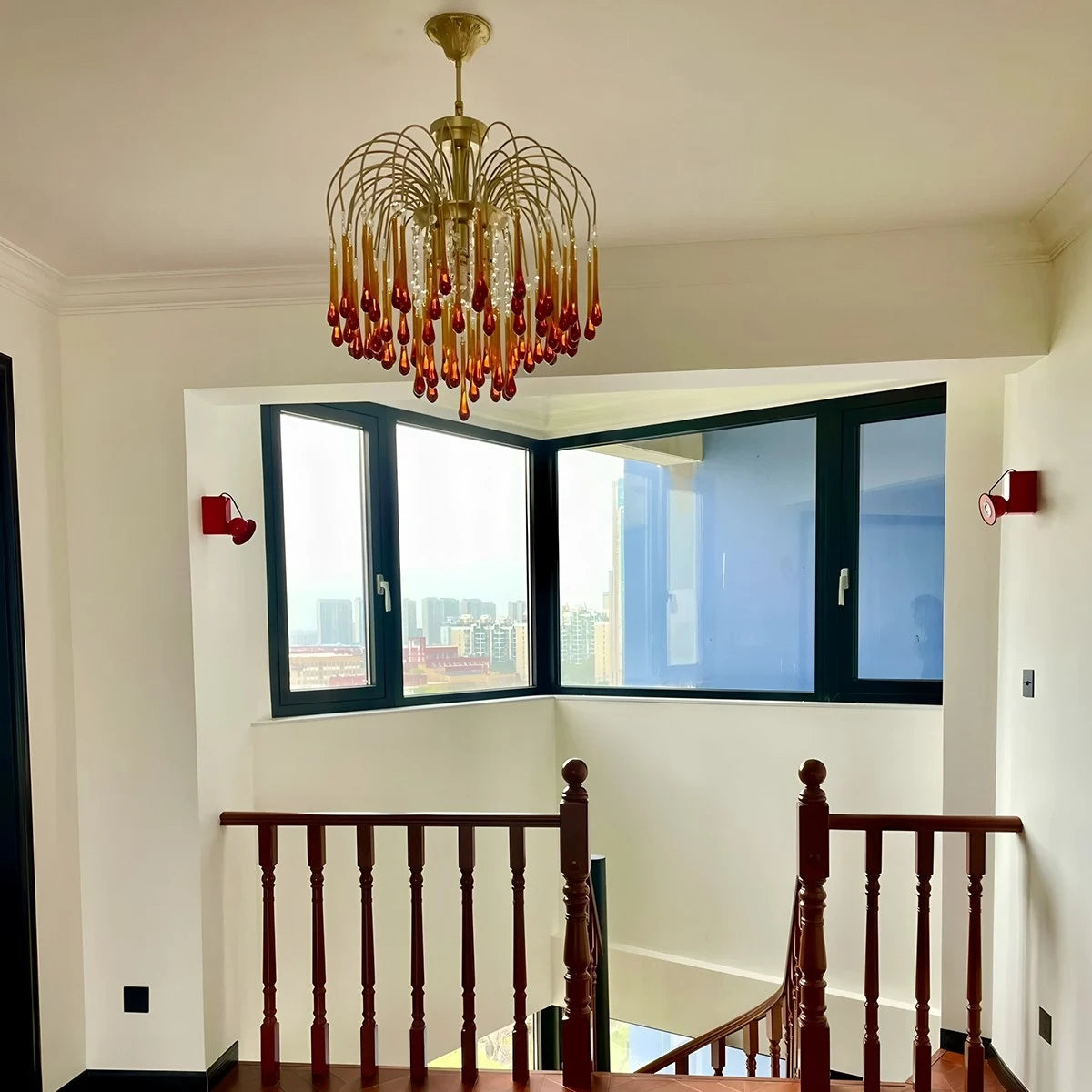 Antizer French Retro Water Drop Glass Chandelier