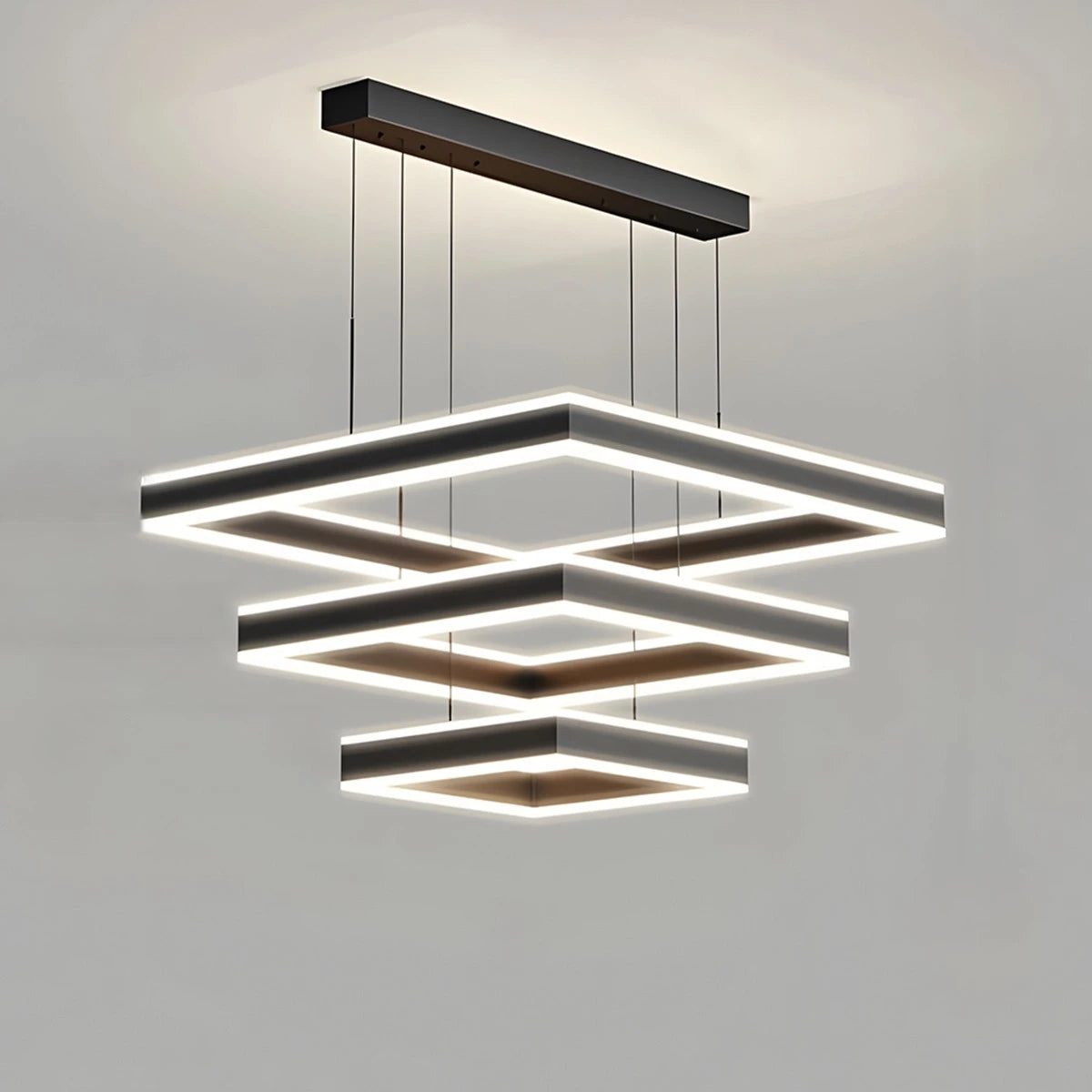 Antizer Tiered Black Square Pendant Lamp for Living Room