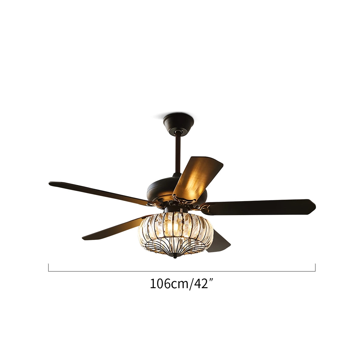 Antizer Vintage Crystal Ceiling Fan with Light