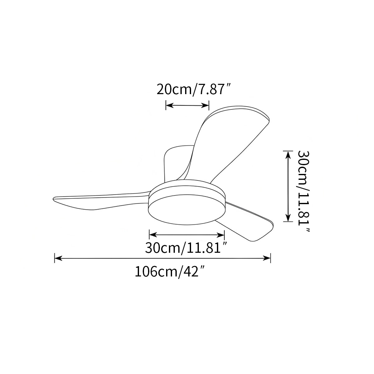 Antizer 3 Wood Blade Low Profile Ceiling Fan Lamp