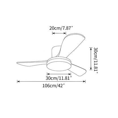 Antizer 3 Wood Blade Low Profile Ceiling Fan Lamp