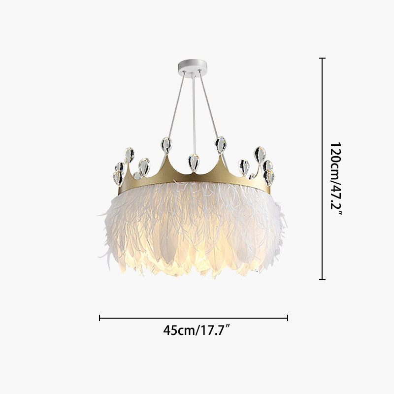 Antizer Nordic Feather Crystal Crown Chandelier