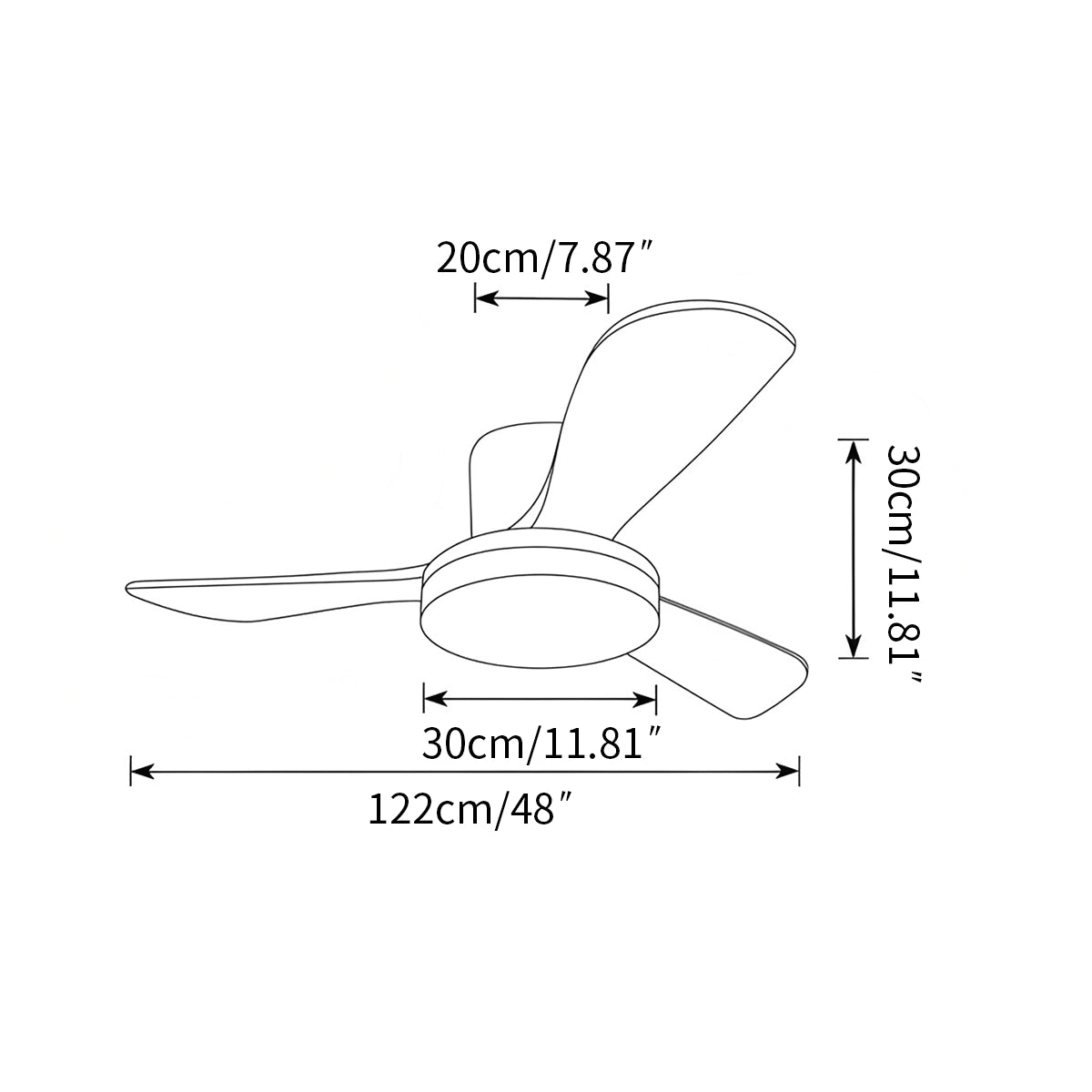 Antizer 3 Wood Blade Low Profile Ceiling Fan Lamp