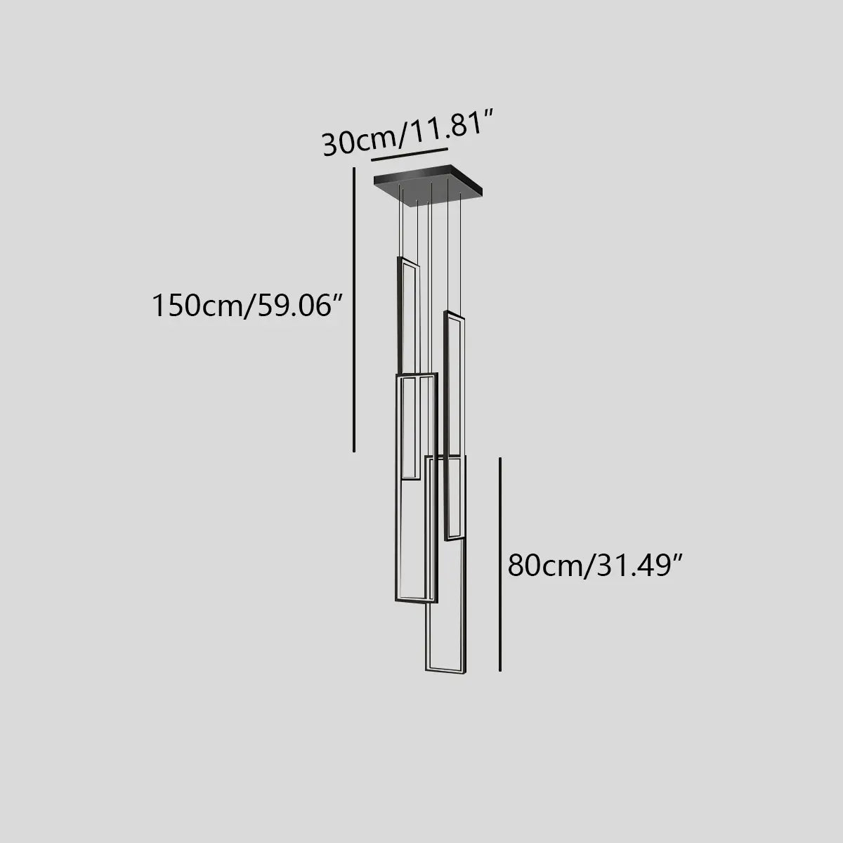 Antizer Aldarj Rectangular LED Staircase Chandelier