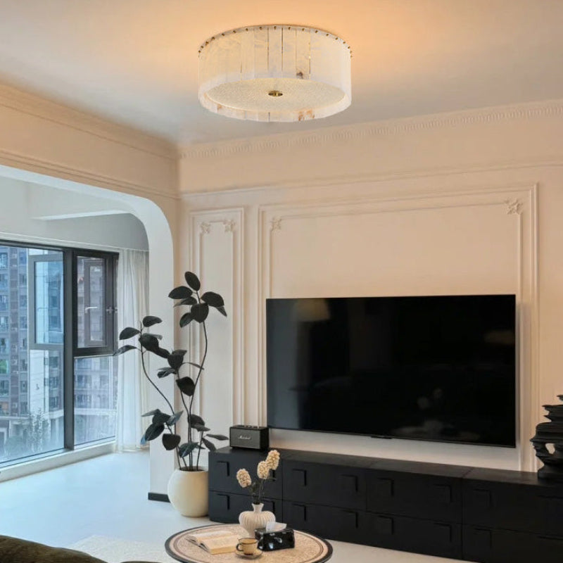 Antizer Modern Drum Alabaster Ceiling Light