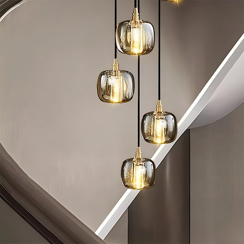 Antizer Colored Glass Multi Pendant Chandelier