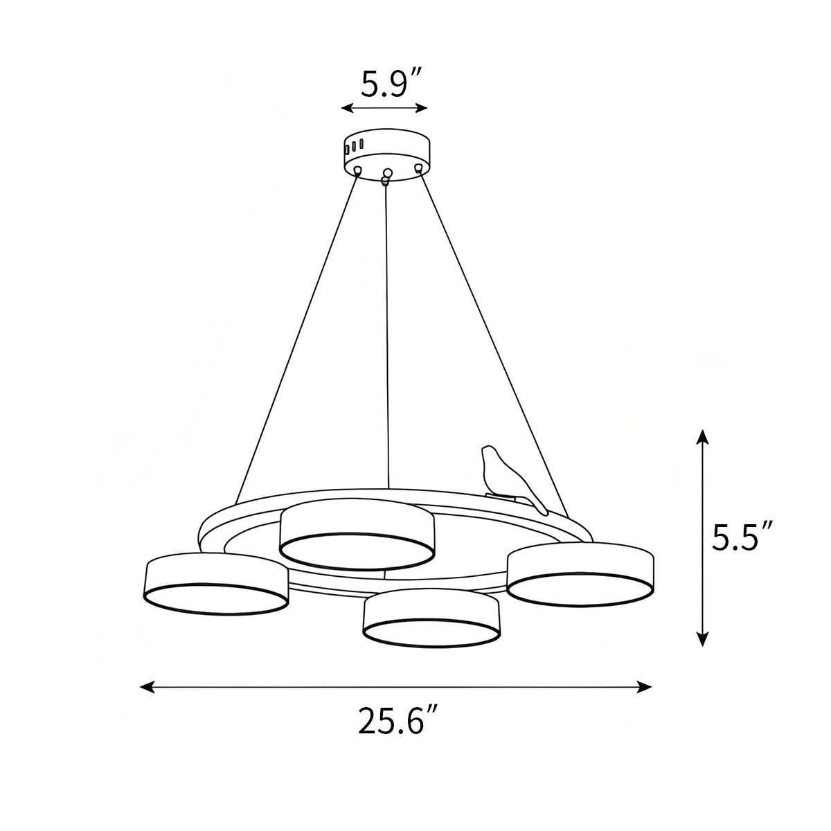 Antizer Sienna Bird Round Chandelier for Living Room