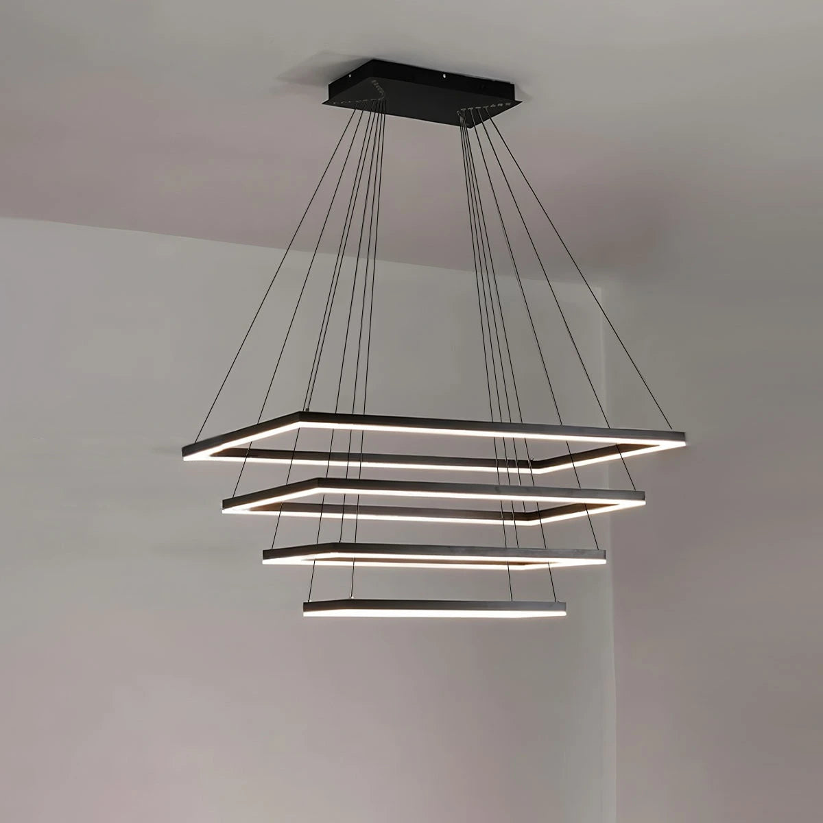 Antizer Modern Black Tiered Rectangular Chandelier
