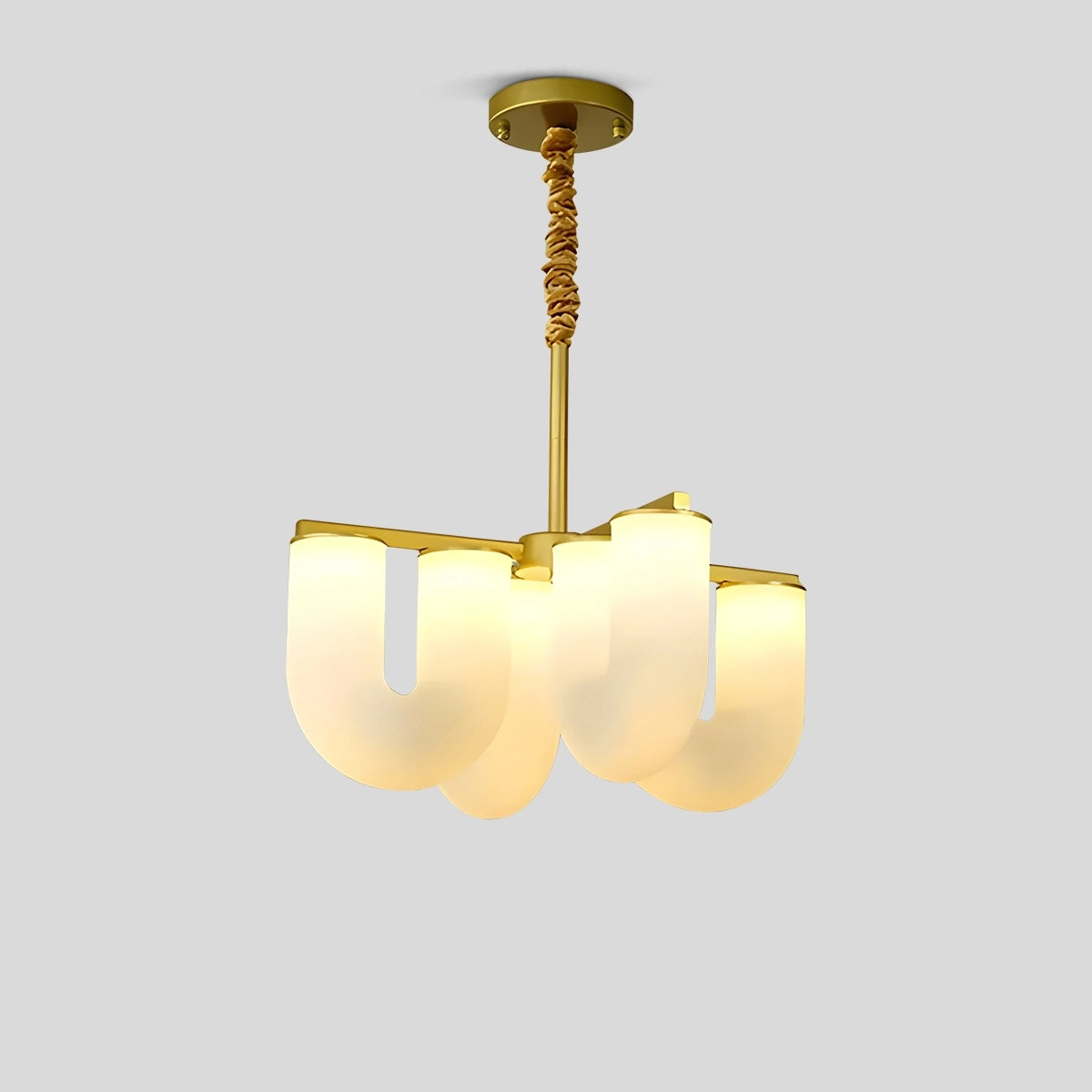 Antizer U-Shaped Milk Glass Chandelier