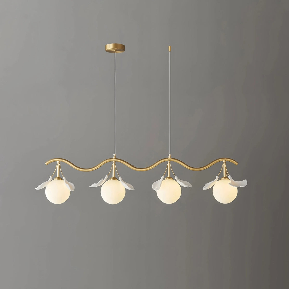 Antizer Evander Ginkgo Chandelier for Dining Area Brass & White 4 Lights
