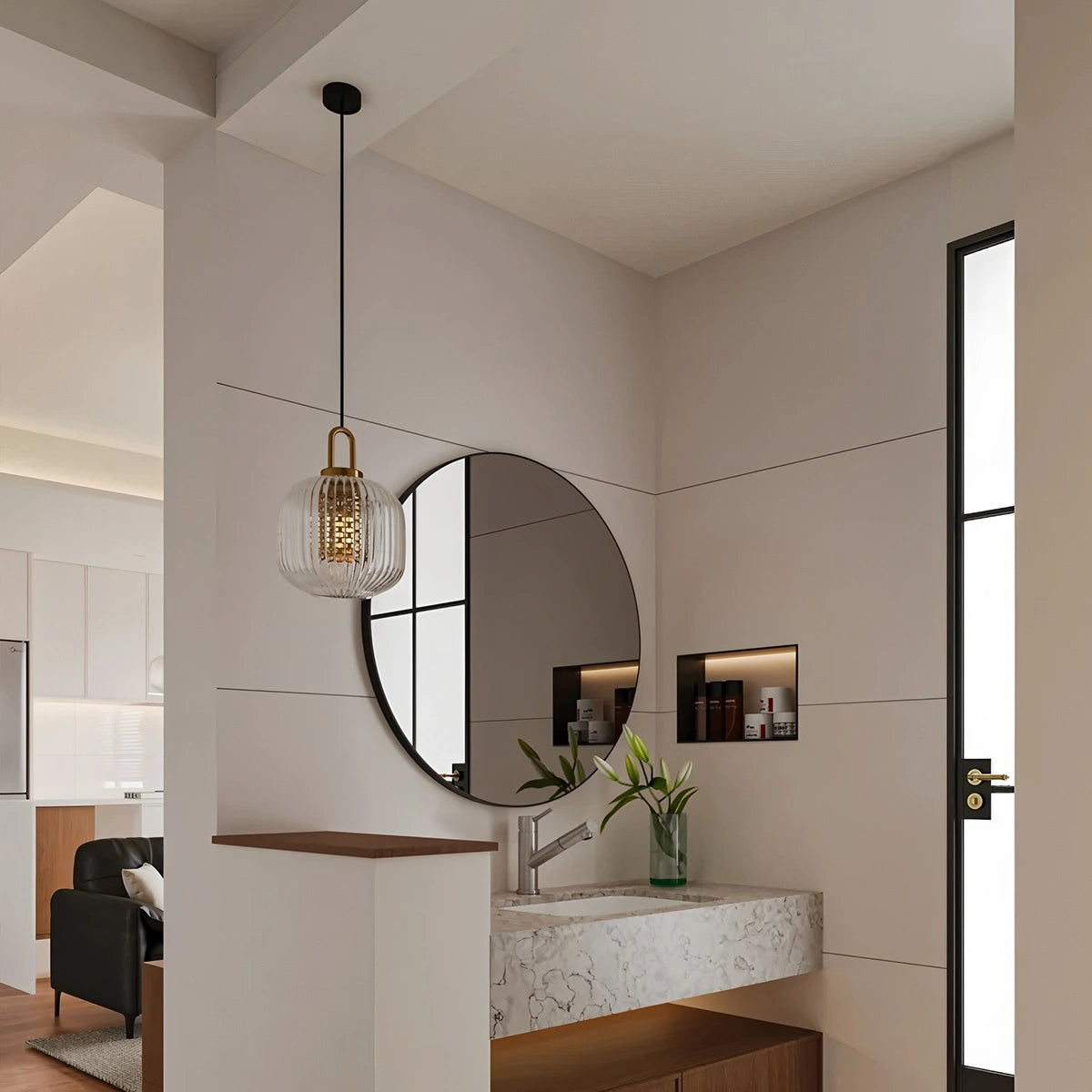 Antizer Modern Ribbed Clear Glass Pendant Light