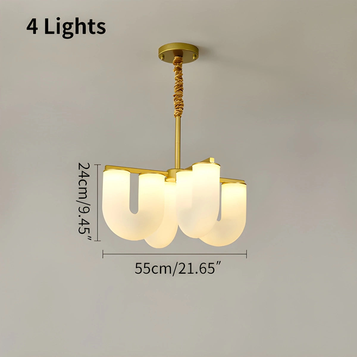 Antizer U-Shaped Milk Glass Chandelier