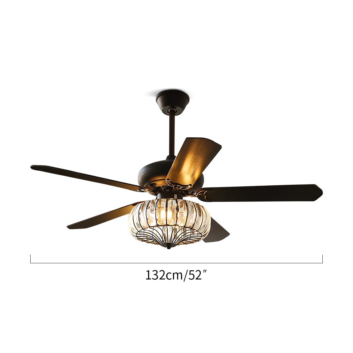 Antizer Vintage Crystal Ceiling Fan with Light