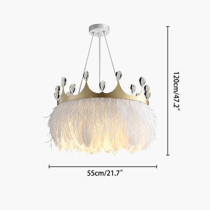 Antizer Nordic Feather Crystal Crown Chandelier