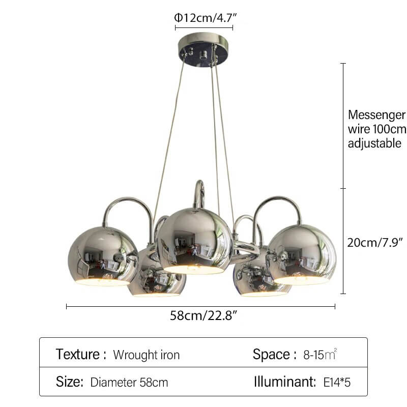 Bauhaus Style Antique Chrome  Chandelier