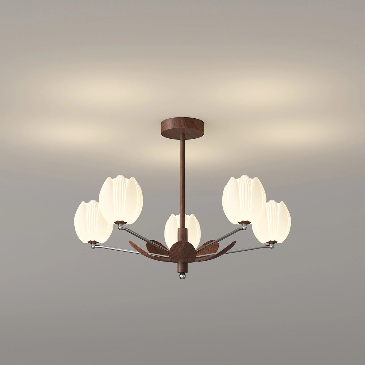 Antizer Retro Walnut Color Flower Chandelier for Living Room