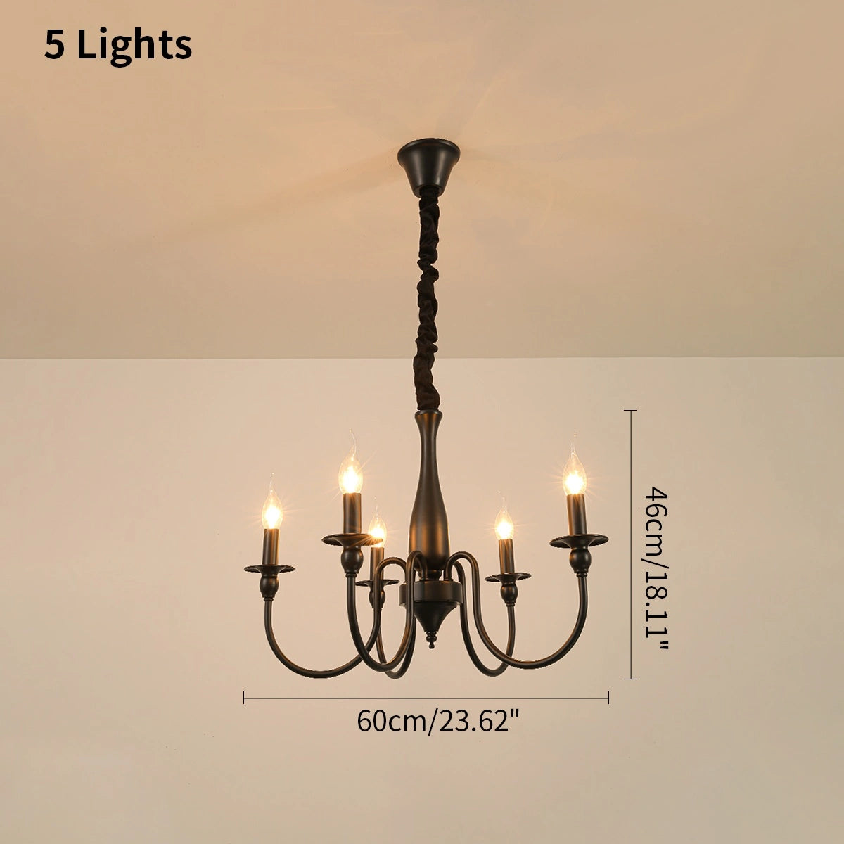 Antizer American Retro Black Candle Chandelier