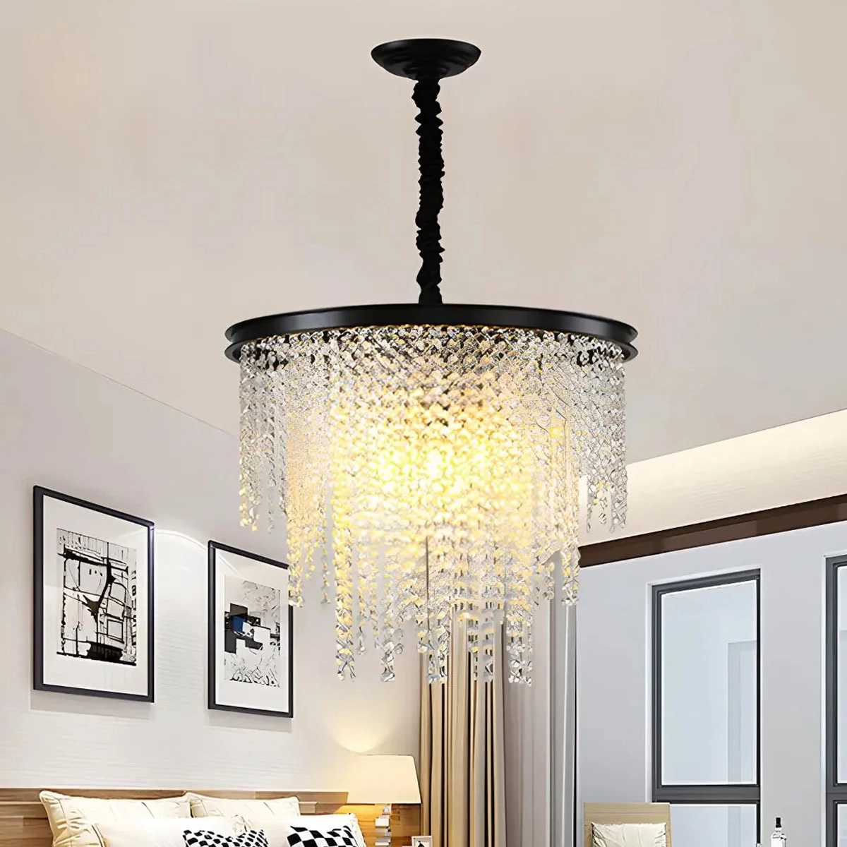 Antizer Octagonal Beaded Crystal Chandelier