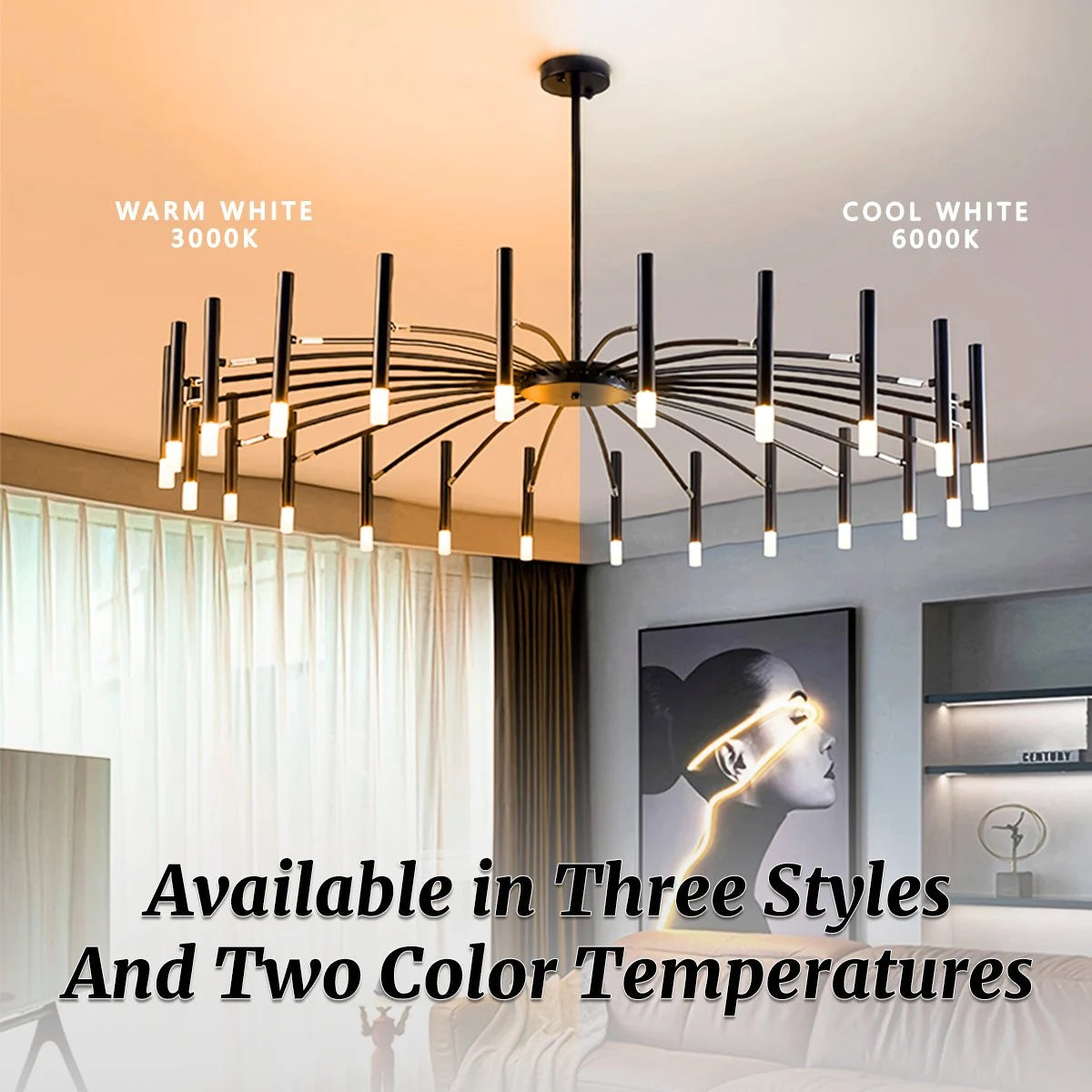 Antizer Modern Adjustable Candelabra Chandelier for Living Room