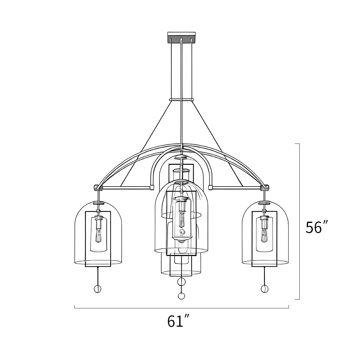 Antizer Bell Glass Chandelier for Living Room