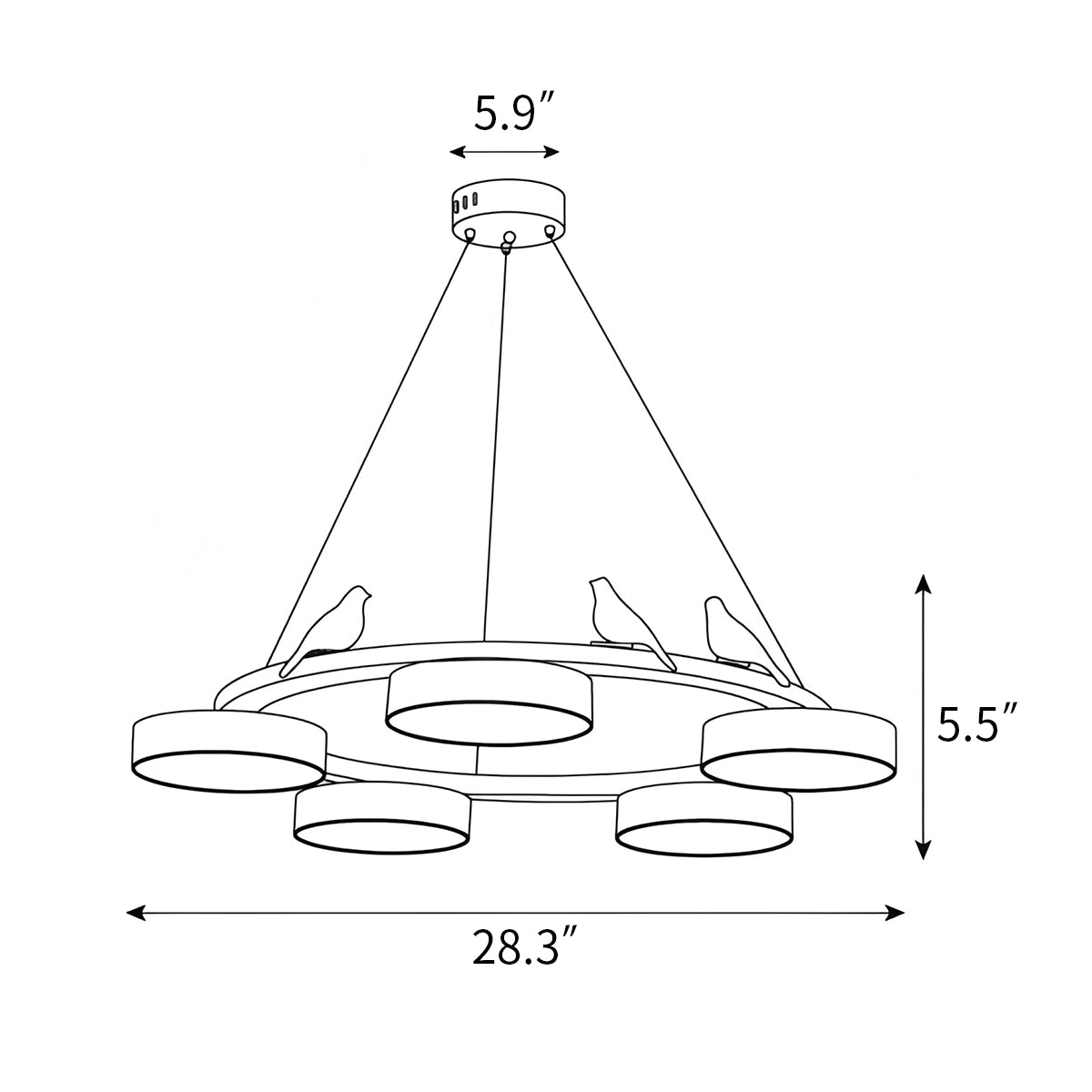 Antizer Sienna Bird Round Chandelier for Living Room